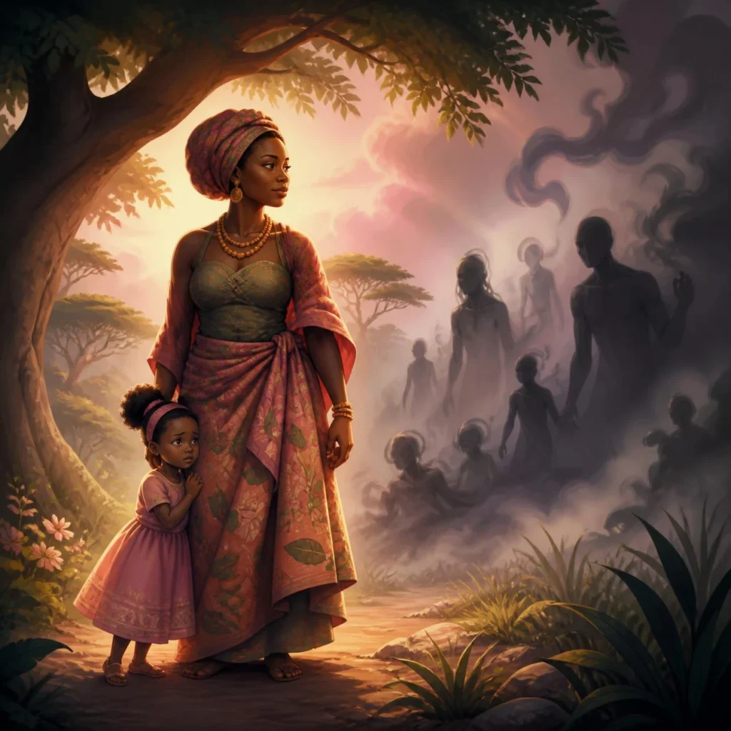 illustration en dessin animé, émotionnelle et non graphique. une mère afric 20260830 195657 0000