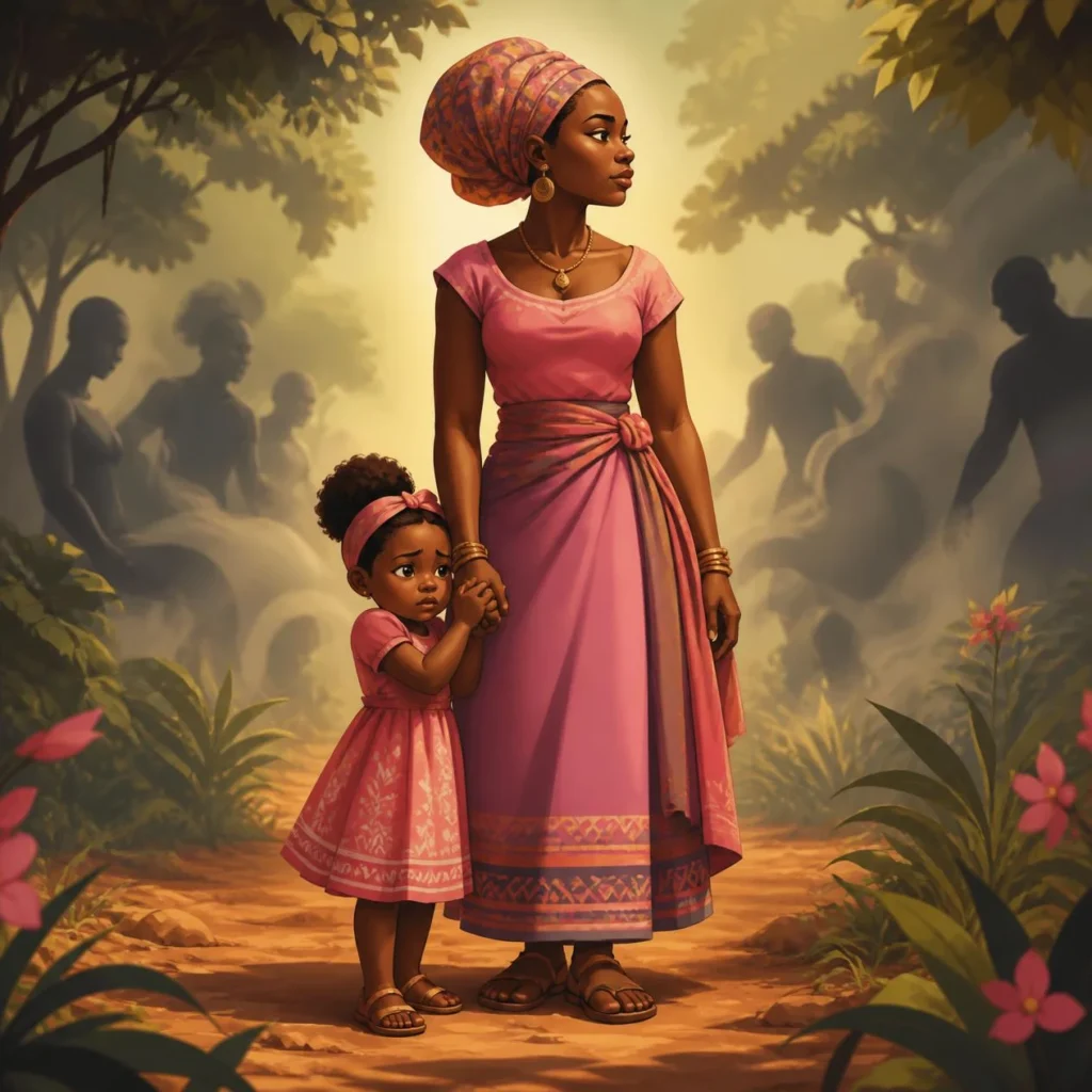 illustration en dessin animé, émotionnelle et non graphique. une mère afric 20260830 195712 0000