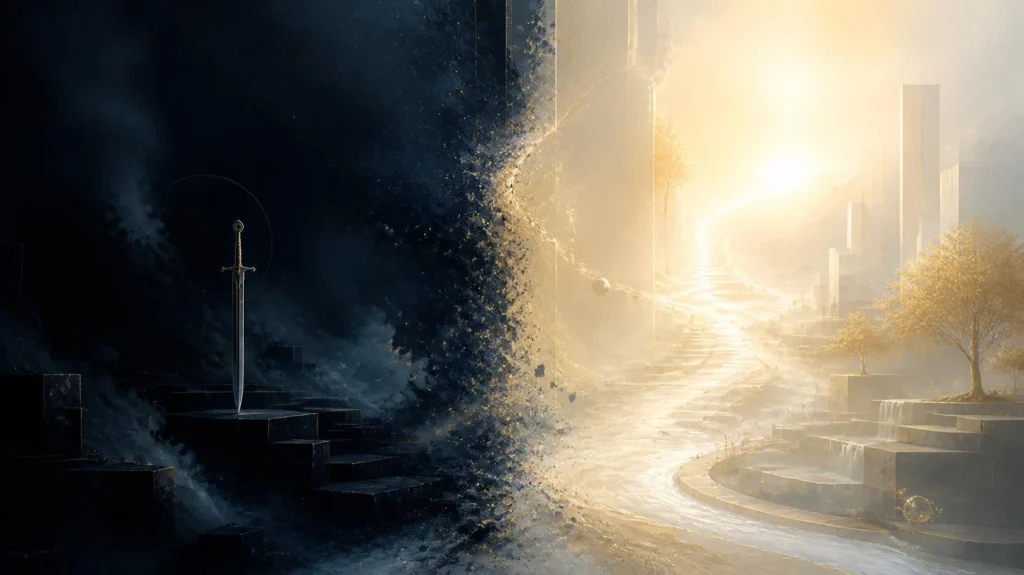 Déconstruction des mythes, hypocrisie de la clandestinité et engagement. image abstraite et symbolique représentant le passage de l’ignorance vers l 20260830 195922 0000